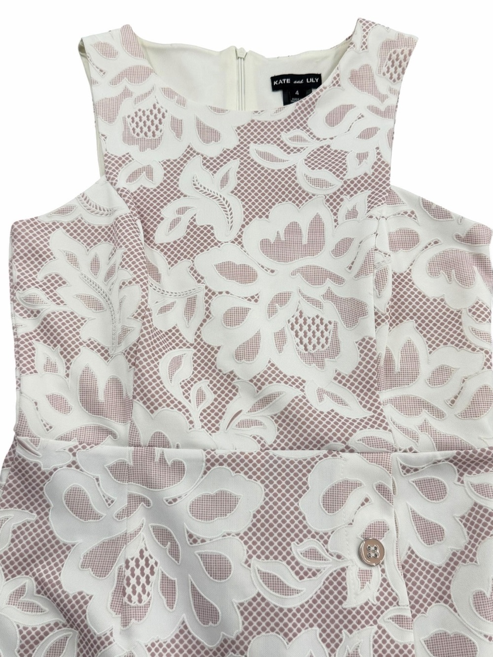 KATE and LILY Sleeveless Mauve Midi Sheath Dress with Floral Lace overlay/Size:4 - Picture 4 of 15